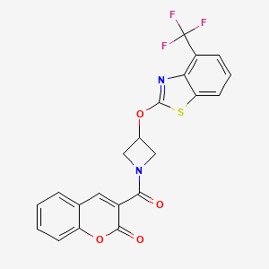 molecular formula C21H13F3N2O4S B3011178 3-(3-((4-(三氟甲基)苯并[d]噻唑-2-基)氧代)氮杂环丁-1-羰基)-2H-色满-2-酮 CAS No. 1421512-75-5