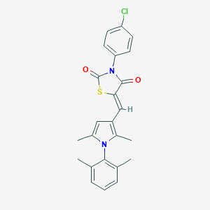 molecular formula C24H21ClN2O2S B301118 3-(4-chlorophenyl)-5-{[1-(2,6-dimethylphenyl)-2,5-dimethyl-1H-pyrrol-3-yl]methylene}-1,3-thiazolidine-2,4-dione 