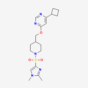 molecular formula C19H27N5O3S B3011180 4-cyclobutyl-6-((1-((1,2-dimethyl-1H-imidazol-4-yl)sulfonyl)piperidin-4-yl)methoxy)pyrimidine CAS No. 2320416-22-4