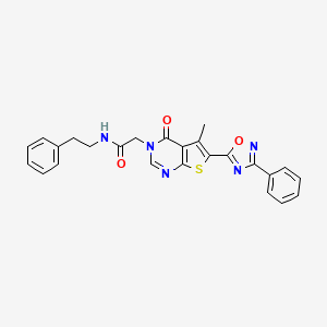 2-(5-methyl-4-oxo-6-(3-phenyl-1,2,4-oxadiazol-5-yl)thieno[2,3-d]pyrimidin-3(4H)-yl)-N-phenethylacetamide