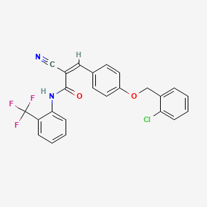 molecular formula C24H16ClF3N2O2 B3011189 (Z)-3-[4-[(2-chlorophenyl)methoxy]phenyl]-2-cyano-N-[2-(trifluoromethyl)phenyl]prop-2-enamide CAS No. 380475-81-0