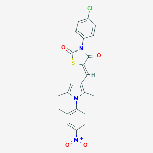molecular formula C23H18ClN3O4S B301119 3-(4-chlorophenyl)-5-[(1-{4-nitro-2-methylphenyl}-2,5-dimethyl-1H-pyrrol-3-yl)methylene]-1,3-thiazolidine-2,4-dione 