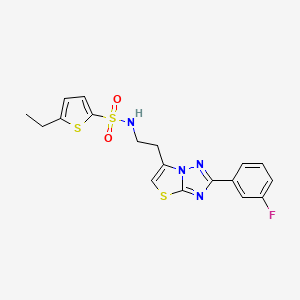 molecular formula C18H17FN4O2S3 B3011195 5-乙基-N-(2-(2-(3-氟苯基)噻唑并[3,2-b][1,2,4]三唑-6-基)乙基)噻吩-2-磺酰胺 CAS No. 946306-63-4
