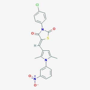 molecular formula C22H16ClN3O4S B301121 3-(4-chlorophenyl)-5-[(1-{3-nitrophenyl}-2,5-dimethyl-1H-pyrrol-3-yl)methylene]-1,3-thiazolidine-2,4-dione 