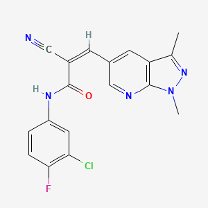 molecular formula C18H13ClFN5O B3011211 (Z)-N-(3-chloro-4-fluorophenyl)-2-cyano-3-(1,3-dimethylpyrazolo[3,4-b]pyridin-5-yl)prop-2-enamide CAS No. 1241701-26-7