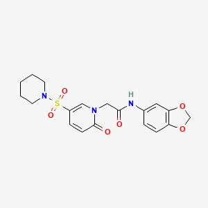 molecular formula C19H21N3O6S B3011227 N-1,3-苯并二氧杂环-5-基-2-[2-氧代-5-(哌啶-1-磺酰基)吡啶-1(2H)-基]乙酰胺 CAS No. 1359644-20-4