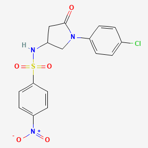 molecular formula C16H14ClN3O5S B3011248 N-(1-(4-chlorophenyl)-5-oxopyrrolidin-3-yl)-4-nitrobenzenesulfonamide CAS No. 896316-05-5