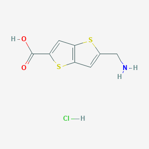molecular formula C8H8ClNO2S2 B3011249 2-(Aminomethyl)thieno[3,2-b]thiophene-5-carboxylic acid;hydrochloride CAS No. 2375269-74-0