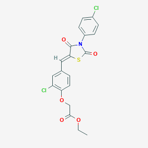 Ethyl (2-chloro-4-{[3-(4-chlorophenyl)-2,4-dioxo-1,3-thiazolidin-5-ylidene]methyl}phenoxy)acetate