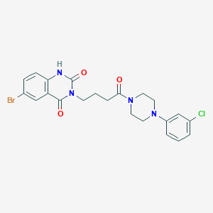molecular formula C22H22BrClN4O3 B3011267 6-bromo-3-(4-(4-(3-chlorophenyl)piperazin-1-yl)-4-oxobutyl)quinazoline-2,4(1H,3H)-dione CAS No. 892286-72-5