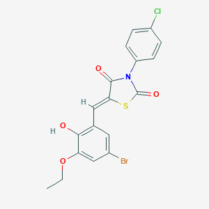 molecular formula C18H13BrClNO4S B301127 5-(5-Bromo-3-ethoxy-2-hydroxybenzylidene)-3-(4-chlorophenyl)-1,3-thiazolidine-2,4-dione 