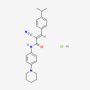 molecular formula C24H28ClN3O B3011274 (E)-2-cyano-3-(4-isopropylphenyl)-N-(4-(piperidin-1-yl)phenyl)acrylamide hydrochloride CAS No. 1217253-15-0