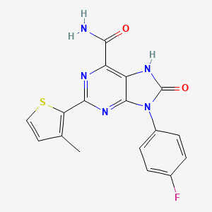 molecular formula C17H12FN5O2S B3011278 9-(4-fluorophenyl)-2-(3-methylthiophen-2-yl)-8-oxo-7H-purine-6-carboxamide CAS No. 869068-98-4