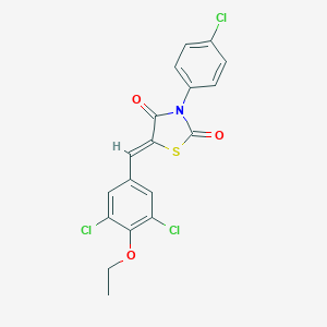 molecular formula C18H12Cl3NO3S B301130 3-(4-Chlorophenyl)-5-(3,5-dichloro-4-ethoxybenzylidene)-1,3-thiazolidine-2,4-dione 