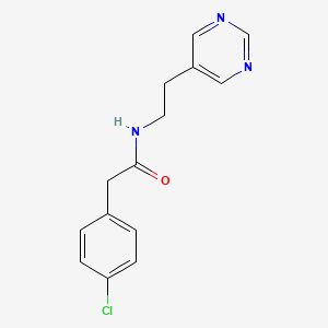 molecular formula C14H14ClN3O B3011302 2-(4-chlorophenyl)-N-(2-(pyrimidin-5-yl)ethyl)acetamide CAS No. 2034481-46-2