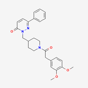 molecular formula C26H29N3O4 B3011303 2-({1-[2-(3,4-Dimethoxyphenyl)acetyl]piperidin-4-yl}methyl)-6-phenyl-2,3-dihydropyridazin-3-one CAS No. 2097921-86-1