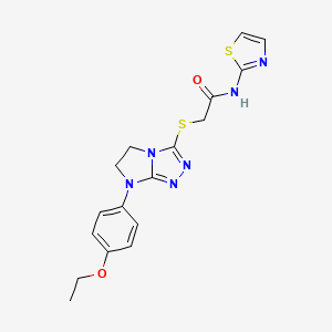molecular formula C17H18N6O2S2 B3011313 2-((7-(4-乙氧基苯基)-6,7-二氢-5H-咪唑并[2,1-c][1,2,4]三唑-3-基)硫代)-N-(噻唑-2-基)乙酰胺 CAS No. 921538-75-2