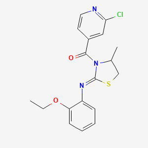 molecular formula C18H18ClN3O2S B3011315 3-(2-chloropyridine-4-carbonyl)-N-(2-ethoxyphenyl)-4-methyl-1,3-thiazolidin-2-imine CAS No. 1118822-98-2