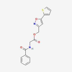 molecular formula C17H14N2O4S B3011320 (5-(Thiophen-2-yl)isoxazol-3-yl)methyl 2-benzamidoacetate CAS No. 1209912-04-8