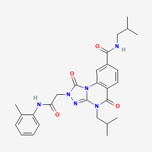 molecular formula C27H32N6O4 B3011321 N,4-diisobutyl-1,5-dioxo-2-(2-oxo-2-(o-tolylamino)ethyl)-1,2,4,5-tetrahydro-[1,2,4]triazolo[4,3-a]quinazoline-8-carboxamide CAS No. 1242942-41-1