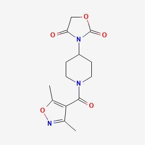 molecular formula C14H17N3O5 B3011322 3-(1-(3,5-Dimethylisoxazole-4-carbonyl)piperidin-4-yl)oxazolidine-2,4-dione CAS No. 2034385-46-9