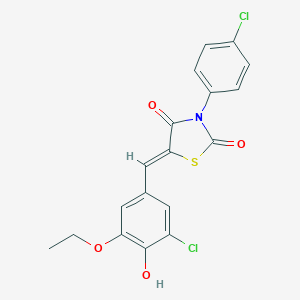 molecular formula C18H13Cl2NO4S B301136 5-(3-Chloro-5-ethoxy-4-hydroxybenzylidene)-3-(4-chlorophenyl)-1,3-thiazolidine-2,4-dione 