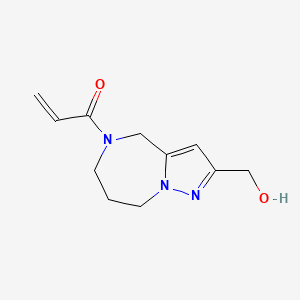 molecular formula C11H15N3O2 B3011361 1-[2-(Hydroxymethyl)-4,6,7,8-tetrahydropyrazolo[1,5-a][1,4]diazepin-5-yl]prop-2-en-1-one CAS No. 2361642-15-9