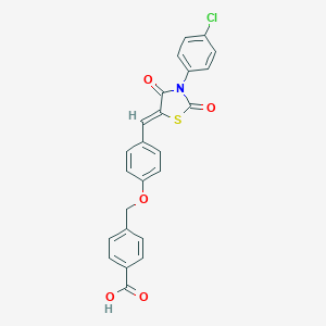 molecular formula C24H16ClNO5S B301138 4-[(4-{[3-(4-Chlorophenyl)-2,4-dioxo-1,3-thiazolidin-5-ylidene]methyl}phenoxy)methyl]benzoic acid 