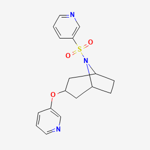molecular formula C17H19N3O3S B3011384 (1R,5S)-3-(pyridin-3-yloxy)-8-(pyridin-3-ylsulfonyl)-8-azabicyclo[3.2.1]octane CAS No. 2109277-93-0