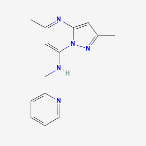 molecular formula C14H15N5 B3011386 2,5-二甲基-N-(2-吡啶基甲基)吡唑并[1,5-a]嘧啶-7-胺 CAS No. 1822305-99-6