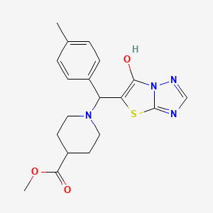 molecular formula C19H22N4O3S B3011388 Methyl 1-((6-hydroxythiazolo[3,2-b][1,2,4]triazol-5-yl)(p-tolyl)methyl)piperidine-4-carboxylate CAS No. 868219-43-6