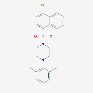 molecular formula C22H23BrN2O2S B3011410 1-(4-Bromonaphthalen-1-yl)sulfonyl-4-(2,6-dimethylphenyl)piperazine CAS No. 1903776-37-3