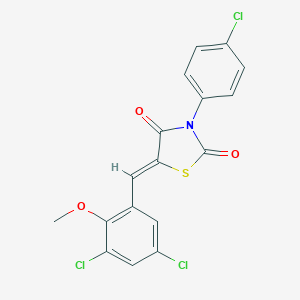 molecular formula C17H10Cl3NO3S B301142 3-(4-Chlorophenyl)-5-(3,5-dichloro-2-methoxybenzylidene)-1,3-thiazolidine-2,4-dione 