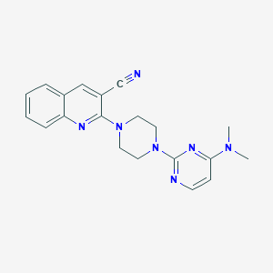 molecular formula C20H21N7 B3011428 2-[4-[4-(Dimethylamino)pyrimidin-2-yl]piperazin-1-yl]quinoline-3-carbonitrile CAS No. 2415564-48-4