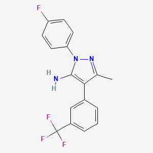 molecular formula C17H13F4N3 B3011437 1-(4-Fluorophenyl)-3-methyl-4-[3-(trifluoromethyl)phenyl]-1H-pyrazol-5-amine CAS No. 446275-99-6