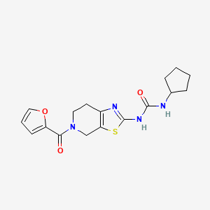 molecular formula C17H20N4O3S B3011440 1-环戊基-3-(5-(呋喃-2-羰基)-4,5,6,7-四氢噻唑并[5,4-c]吡啶-2-基)脲 CAS No. 1396802-27-9