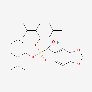molecular formula C28H45O6P B3011442 1,3-Benzodioxol-5-yl-bis[(5-methyl-2-propan-2-ylcyclohexyl)oxy]phosphorylmethanol CAS No. 474621-34-6