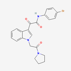 molecular formula C22H20BrN3O3 B3011452 N-(4-bromophenyl)-2-oxo-2-[1-(2-oxo-2-pyrrolidin-1-ylethyl)indol-3-yl]acetamide CAS No. 872849-40-6