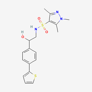 N-[2-Hydroxy-2-(4-thiophen-2-ylphenyl)ethyl]-1,3,5-trimethylpyrazole-4-sulfonamide