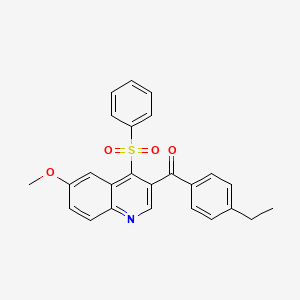 molecular formula C25H21NO4S B3011465 (4-乙基苯基)(6-甲氧基-4-(苯磺酰基)喹啉-3-基)甲酮 CAS No. 866867-16-5