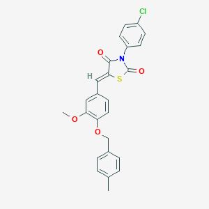 molecular formula C25H20ClNO4S B301147 3-(4-Chlorophenyl)-5-{3-methoxy-4-[(4-methylbenzyl)oxy]benzylidene}-1,3-thiazolidine-2,4-dione 