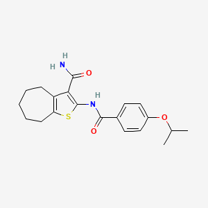 molecular formula C20H24N2O3S B3011478 2-(4-isopropoxybenzamido)-5,6,7,8-tetrahydro-4H-cyclohepta[b]thiophene-3-carboxamide CAS No. 477494-69-2