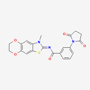 (E)-3-(2,5-dioxopyrrolidin-1-yl)-N-(3-methyl-6,7-dihydro-[1,4]dioxino[2',3':4,5]benzo[1,2-d]thiazol-2(3H)-ylidene)benzamide