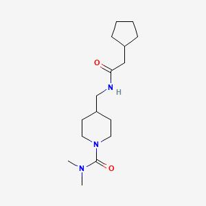 molecular formula C16H29N3O2 B3011483 4-[[(2-Cyclopentylacetyl)amino]methyl]-N,N-dimethylpiperidine-1-carboxamide CAS No. 2415470-18-5