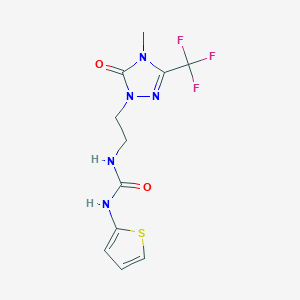molecular formula C11H12F3N5O2S B3011484 1-(2-(4-methyl-5-oxo-3-(trifluoromethyl)-4,5-dihydro-1H-1,2,4-triazol-1-yl)ethyl)-3-(thiophen-2-yl)urea CAS No. 1421475-64-0