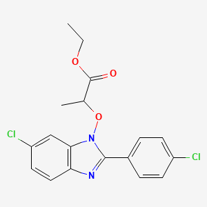 ethyl 2-{[6-chloro-2-(4-chlorophenyl)-1H-1,3-benzimidazol-1-yl]oxy}propanoate