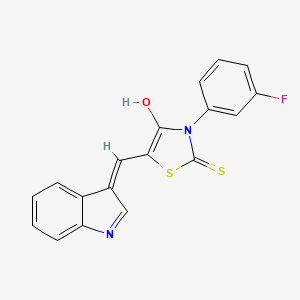 molecular formula C18H11FN2OS2 B3011486 (Z)-5-((1H-indol-3-yl)methylene)-3-(3-fluorophenyl)-2-thioxothiazolidin-4-one CAS No. 341501-29-9