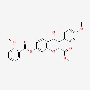 B3011487 2-(Ethoxycarbonyl)-3-(4-methoxyphenyl)-4-oxochromen-7-yl 2-methoxybenzoate CAS No. 610759-04-1