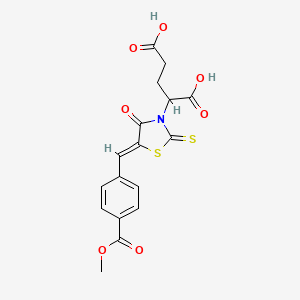 molecular formula C17H15NO7S2 B3011489 (Z)-2-(5-(4-(methoxycarbonyl)benzylidene)-4-oxo-2-thioxothiazolidin-3-yl)pentanedioic acid CAS No. 853904-16-2