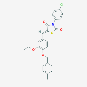 molecular formula C26H22ClNO4S B301149 3-(4-Chlorophenyl)-5-{3-ethoxy-4-[(4-methylbenzyl)oxy]benzylidene}-1,3-thiazolidine-2,4-dione 